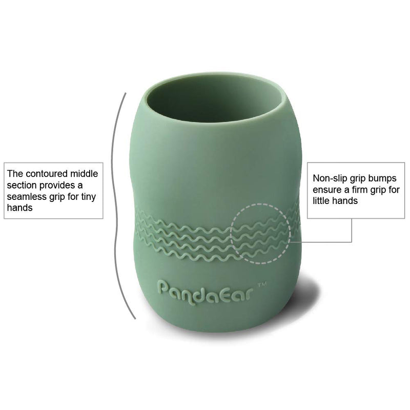 PandaEar (2 Pack) Sippy Cup for Toddler Baby, 100% Silicone Tiny Weaning Open Cup Drinking Training Cup (Blue/Green) - BeesActive Australia