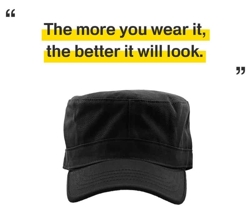 Cadet Army Cap Basic Everyday Military Style Hat (Now with STASH Pocket Version Available) Large Black Daily Cadet - BeesActive Australia