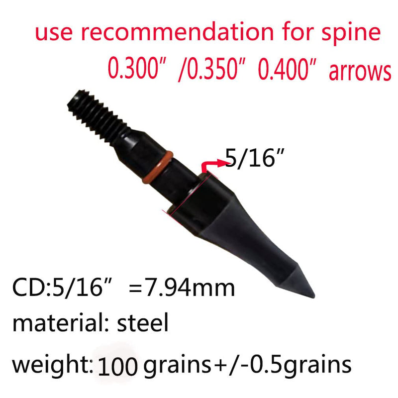 Field Points arrowheads 100/125/150/200/300 Grains Archery Field Points, Steel Screw in Archery Field Tips and Broadheads (1 Dozen 12 PCS) B-5/16"100Grain - BeesActive Australia