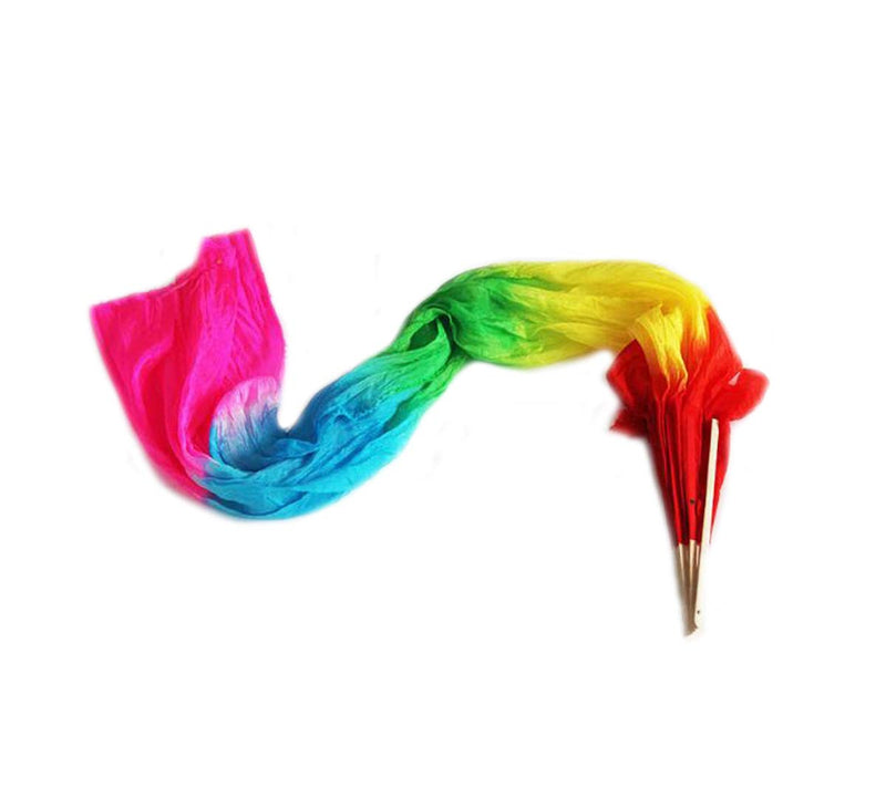 [AUSTRALIA] - FZBNSRKO 1.8M 70.86" Belly Dance Silk Bamboo Fan Long Fans Veils Party Performance Morning Practice Long Fans 5 Color Gradient 