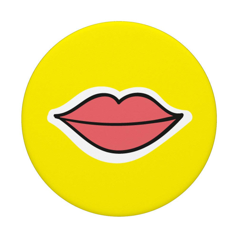 Lipstick Retro Pop Art Style For Makeup Lovers MUA Yellow PopSockets Grip and Stand for Phones and Tablets Black - BeesActive Australia