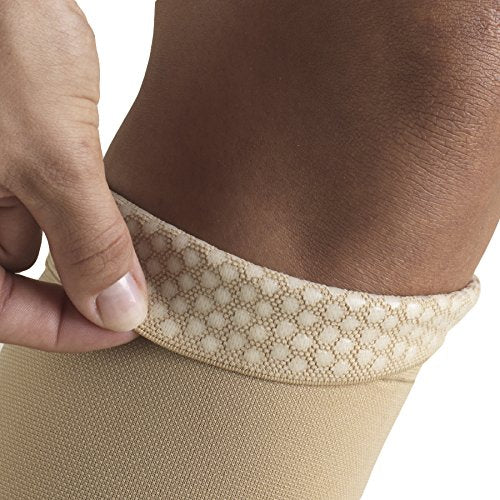 Truform 20-30 mmHg Compression Stockings for Men and Women, Thigh High Length, Dot Top, Closed Toe, Beige, Large - BeesActive Australia