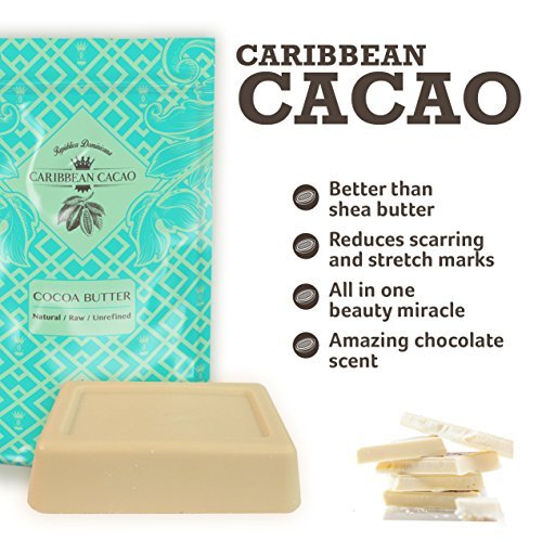 Caribbean Cacao Unrefined Cocoa Butter - 1 LB Rich Body Butter Bar for Stretch Marks, Dry Skin, Acne, and Sensitive Skin - From our exclusive source in the Dominican Republic - Wrap Yourself in Creamy Luxury 1 Pound (Pack of 1) - BeesActive Australia