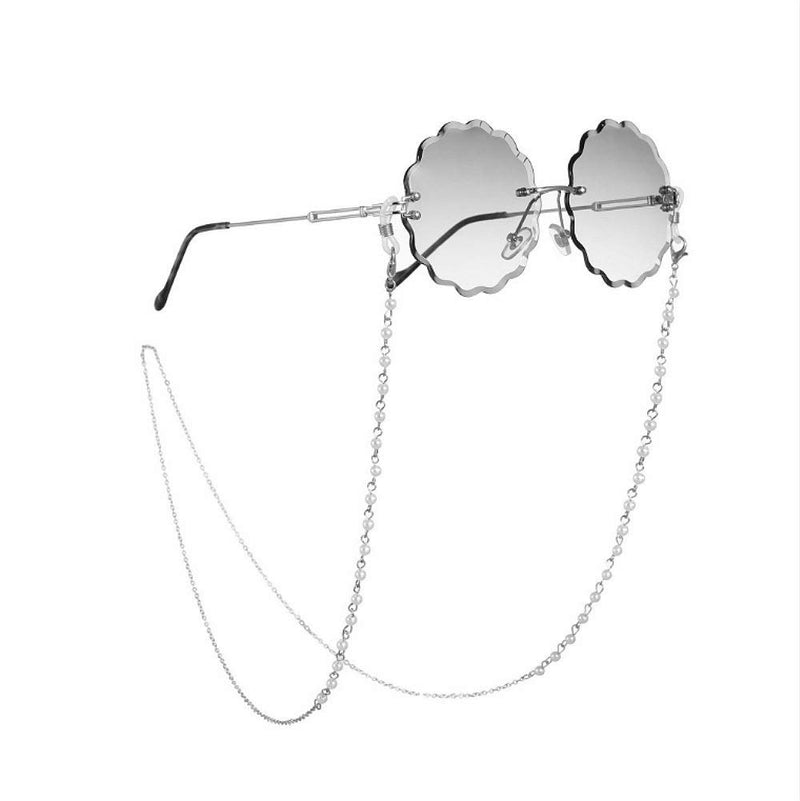 Sither Pearl Sunglasses Chian Reading Glasses Chain Strap Necklace for Women Silver - BeesActive Australia