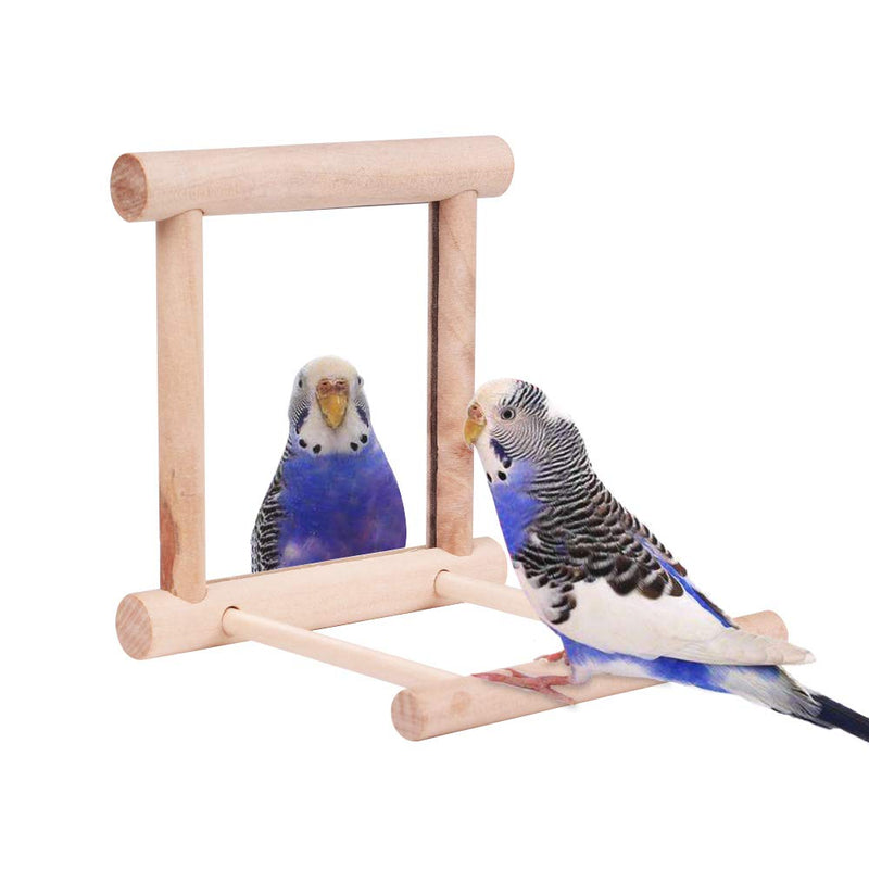 HAPPTYTOY Bird Toy for Parrot Parakeets Conures Cockatiels Cage Swing Wooden Fun Play Toy for Birds (Mirror) - BeesActive Australia