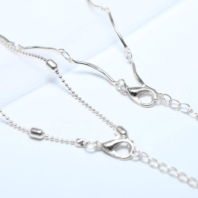 TseanYi Boho Moon Pendant Necklace Silver Satellite Chain Layered Necklaces Choker Horn Crescent Clavicle Chain Necklace Jewelry for Women and Girls (Silver) - BeesActive Australia