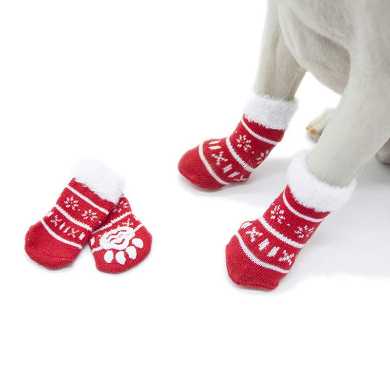 POPETPOP 4 Sets of Pet Dog Puppy Cat Non-Slip Cotton Socks with Christmas Pattern S - BeesActive Australia