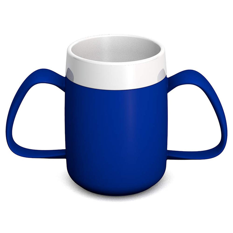 Ornamin Two Handled Mug with Internal Cone 140 ml Blue with Spouted Lid with small opening (model 815 + 806) | drinking aid Single - BeesActive Australia