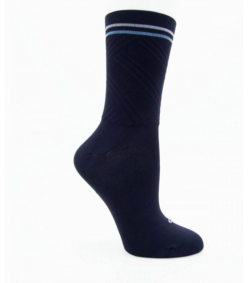 ELITE Cycling Compression Socks - Dark Blue, White, Black - Stripes, Multicolor, 9-11 - BeesActive Australia