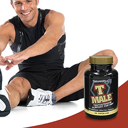 NaturesPlus T-Male Capsules - Herbal Complex and Zinc Supplement for Men Energy and Stamina - Vegan, Gluten Free - 60 Capsules - BeesActive Australia
