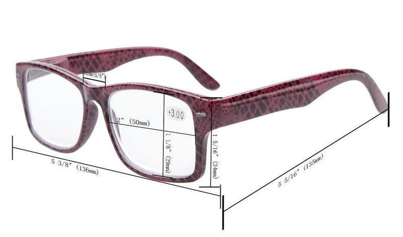 Eyekepper 5-Pack Spring Hinges Patterned Rectangular Reading Glasses Readers Women +0.5 +0.50 Mix - BeesActive Australia