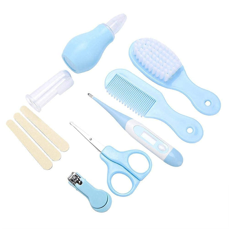 Fdit 8 in 1 Baby Grooming Kit Infant Manicure Care Set Baby Manicure Set Including Nail Clipper Safety Scissors Hair Brush Nail File(Blue) Blue - BeesActive Australia