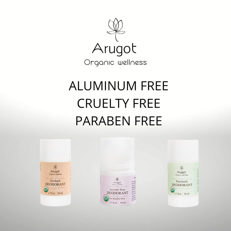 ARUGOT Organic (USDA Certified) Patchouli Deodorant, Made in Israel | All Natural, No Stain, Aluminum Free, Cruelty Free, Vegan Friendly 1.7 Fl Oz - BeesActive Australia