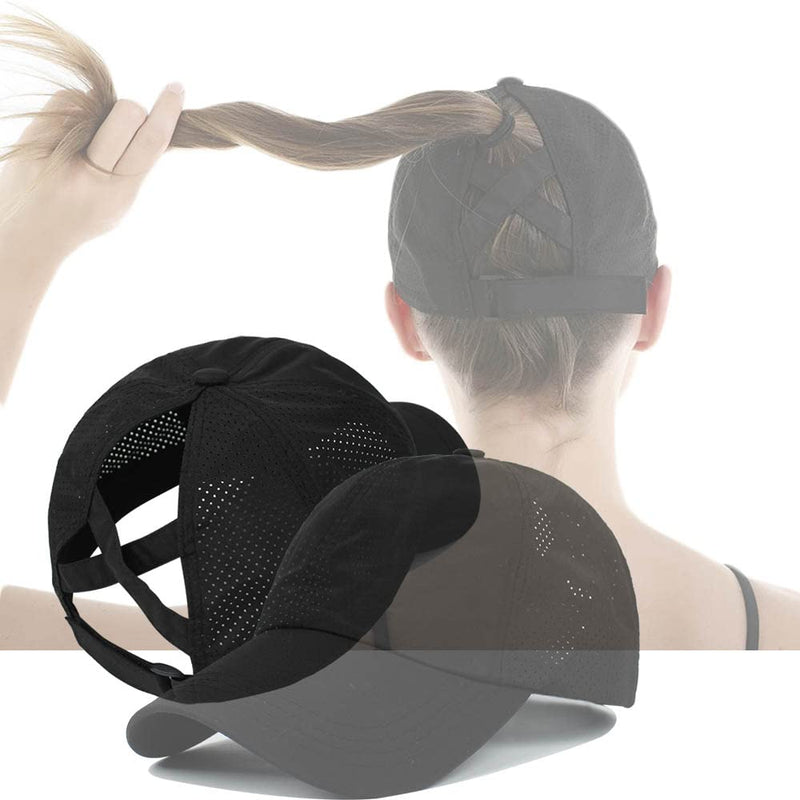 Cross Hat Womens Baseball Cap -Cross Ponytail Hat Baseball Cap One Size Red - BeesActive Australia