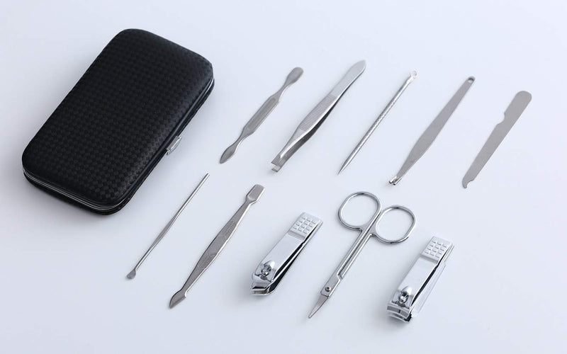 manicure set, grooming kit for home or travel usage, 10 pcs professional complete nail clippers kit,complete pedicure set, stainless steel portable kit - BeesActive Australia