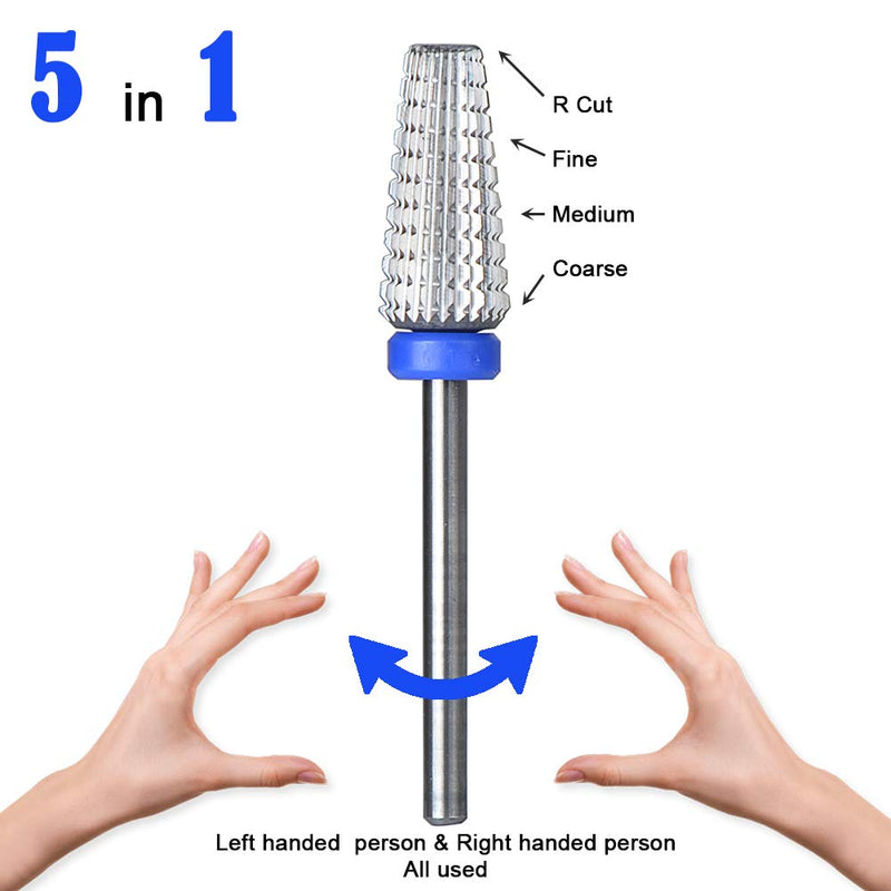 SpeTool Medium Grit 5 in 1 Rotary Bit 3/32" Shank Nail Dril for Left and Right Handed Acrylic or Hard Gel Remover - BeesActive Australia