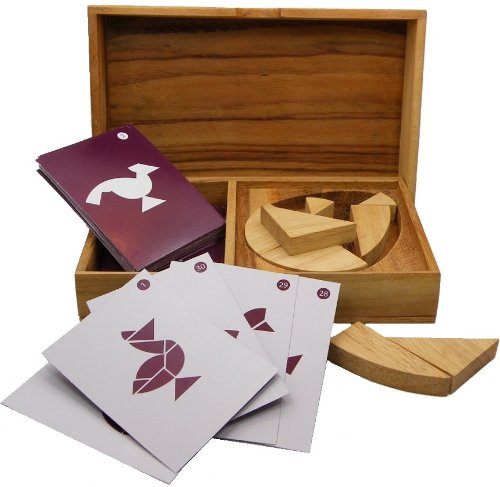 [AUSTRALIA] - Logic Egg Tangram Set with play Cards Wooden Puzzle Game 