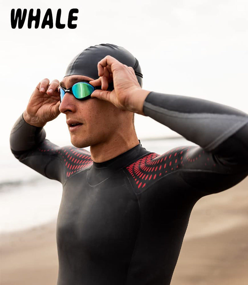 Whale Swimming Goggles Anti-Fog Anti-UV Silicone Swim Goggles Adult Women Men White Frame/Black Lens - BeesActive Australia
