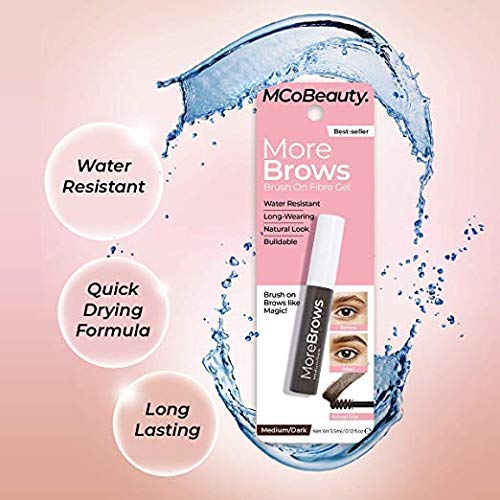 MCoBeauty More Brows Brush-On Fibre Gel - Holds Brows in Place All Day - Creates Fluffiness and Volume - Water-Resistant Formula - Medium to Dark - BeesActive Australia