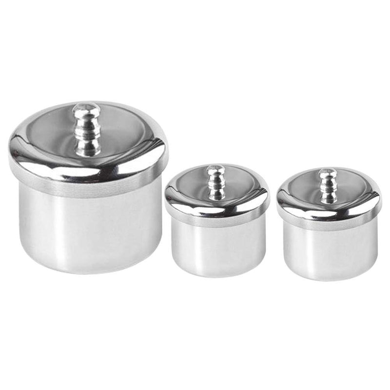 3PCS Professional Stainless Steel Acrylic Nail Tips Cup Dappen Dish Liquid Powder Holder Container Nail Art Equipment Tools (Silver) - BeesActive Australia