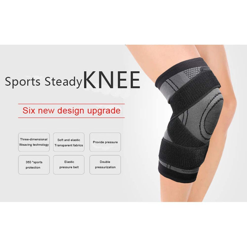 Hibucuo Knee Sleeve with Side Stabilizers, Adjustable Compression Knee Brace Support for Knee Pain, Arthritis Relief, improve Circulation Compression XX-Large Black - BeesActive Australia