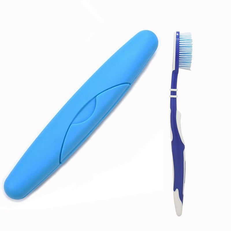 Cisixin 2 Pack Portable Travel Hiking Camping Toothbrush Case Packing Antibacterial Holder Case with Lid (Blue and Rose) - BeesActive Australia