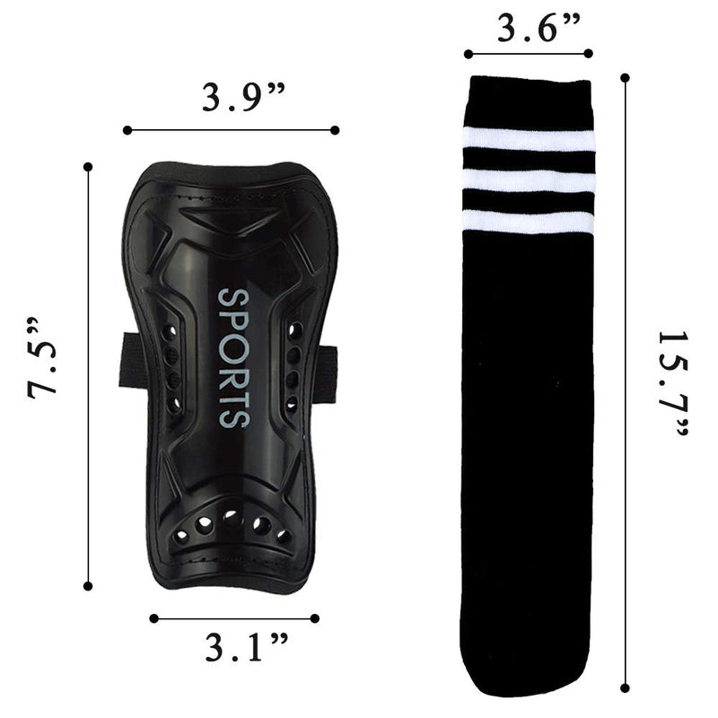 Soccer Shin Guards Pads with Socks Gear for Soccer 3,4,5 -16 Year Old and Up Little Girls Boys Kids Child Youth Toddler Teenagers S/ 3'3"-3'11" Tall Black/1 Pair Shin Gurads & Soccer Socks - BeesActive Australia