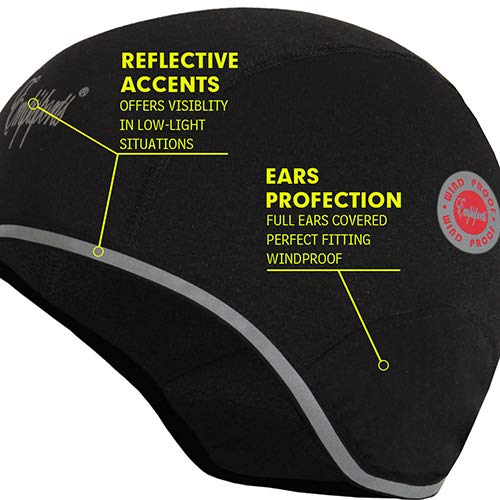 EMPISPORTS Thermal Helmet Liner Skull Cap Ears Windproof Protection Winter Warm Cycling Running Skiing Beanie Winter Pure Black 1 - BeesActive Australia