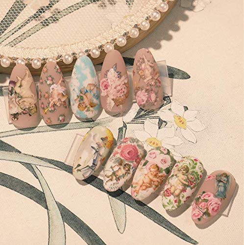 COOVIE Angel Decals Nail Art Foils Transfer Sticker Nail Art Supplies Baby Angel patterns for Nail DIY Decoration (10 Sheets) - BeesActive Australia