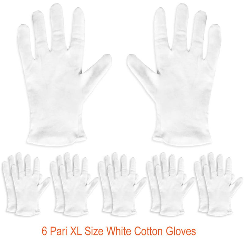 Paxcoo 6 Pairs XL White Cotton Gloves for Dry Hand Moisturizing Cosmetic Eczema Hand Spa and Coin Jewelry Inspection - BeesActive Australia