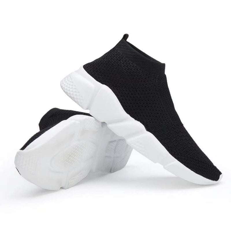 Voxge Men's and Women's Sock Sneakers Lightweight Breathable Athletic Running Shoes Fashion Tennis Sport Walking Shoes 15 Women/14 Men Black - BeesActive Australia