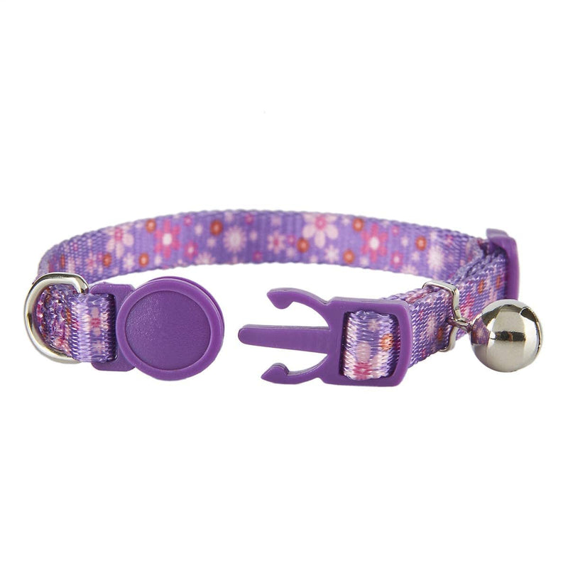Ewinoom Adjustable Cat Collars Pack of 2 Breakaway Floral Cute Cat Collar with Bell for Female Kitten Neck 7.5"-11.4" Floral Pink + Purple - BeesActive Australia