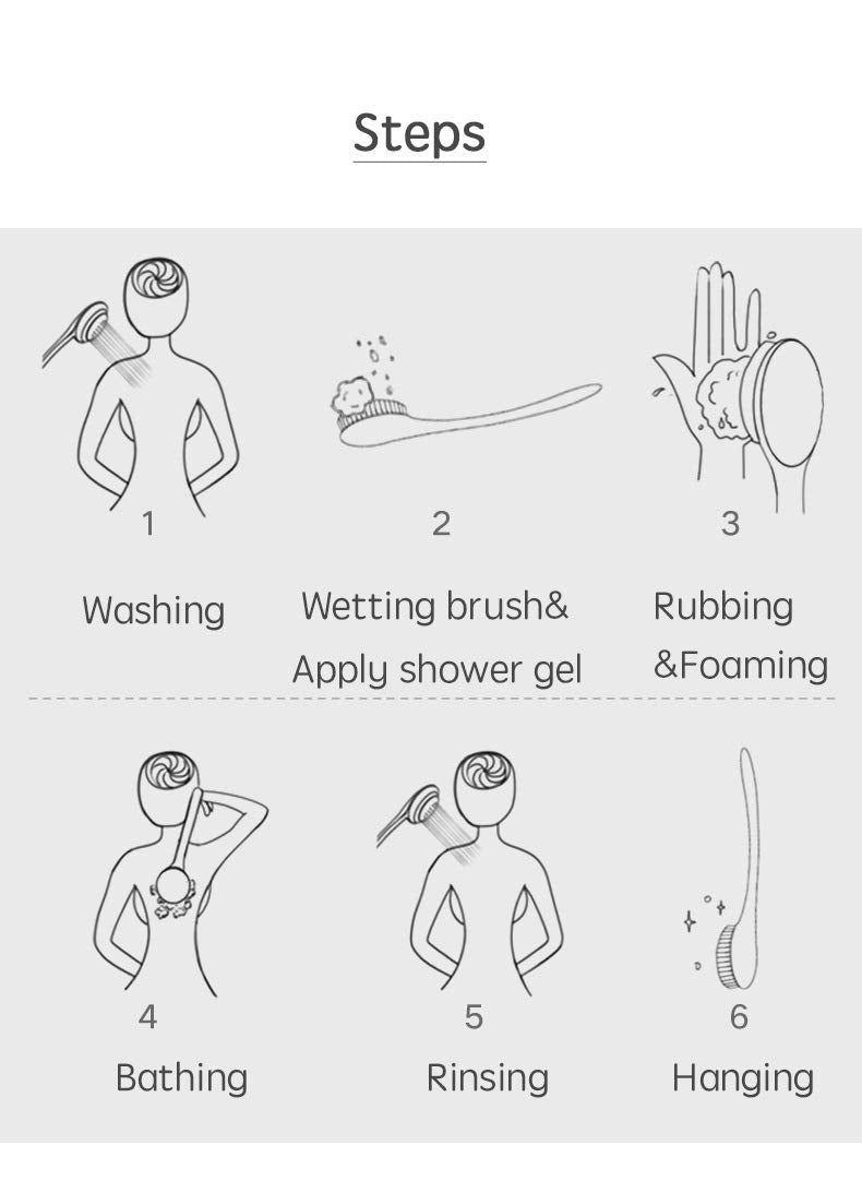 Mytlp Bath Brush For Cellulite Treatment Back Scrubber Shower Exfoliating Brush With Long Handle Gentle Wet or Dry Body Brush Make A Glowing Skin (A) - BeesActive Australia