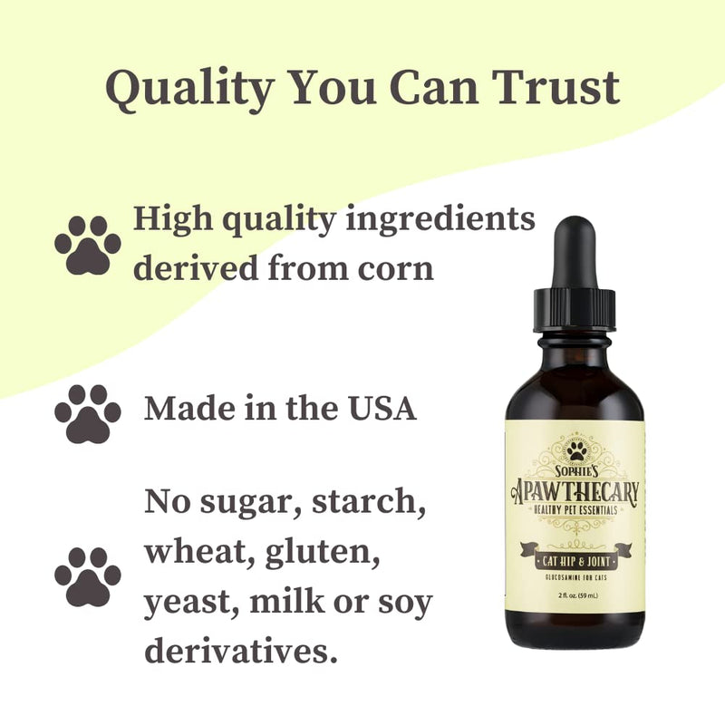 Sophie's Apawthecary Cat Hip and Joint Glucosamine Liquid Supplement 2 oz for Pain Relief and Improved Joint Flexibility - BeesActive Australia