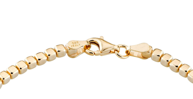 Miabella 18K Gold Over 925 Sterling Silver Organic Cube Bead Chain Bracelet for Women Men, Handmade in Italy Length 7 Inches (women's average length) - BeesActive Australia