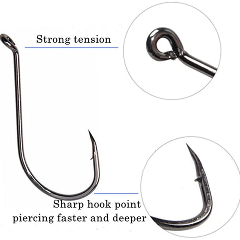 CAJOAUIS 100 Pcs Sharp Octopus Hook Sport Circle Fishing Hooks High Carbon Steel Fishing Jig Hook Black Fishhooks-Sizes 4# to 8/0# - BeesActive Australia