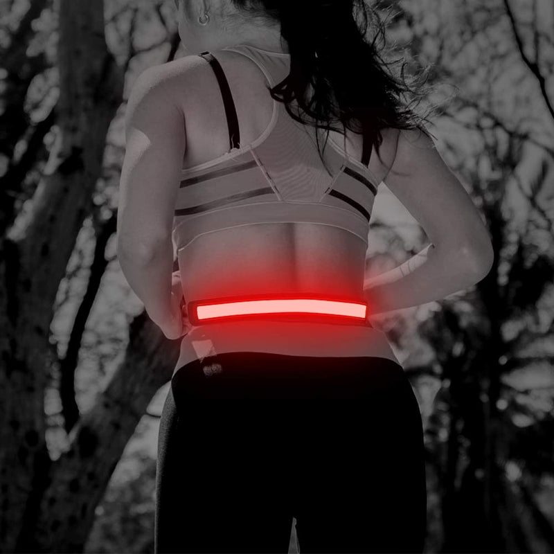 Illumifun Elastic LED Running Belt - USB Rechargeable - Glowing LED Waistband, High Visibility Waist Light, Light Up Safety Gear for Running, Cycling, Camping, Walking, etc Red - BeesActive Australia
