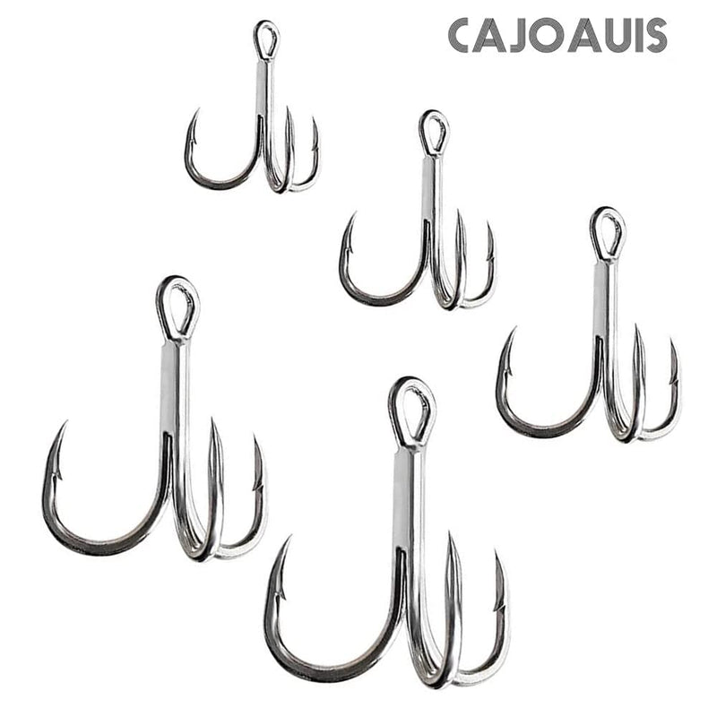 Cajoauis Fishing Treble Hooks High Carbon Steel Treble Hooks Super Sharp Solid Triple Barbed Silver 3/0-30pcs - BeesActive Australia