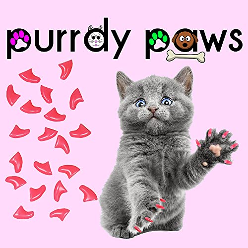 Purrdy Paws 40-Pack Soft Nail Caps for Cat Claws Soft Pink Medium - BeesActive Australia