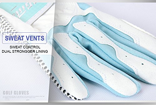 PGM Women's Golf Glove One Pair (4 Color Options), Improved Grip System, Cool and Comfortable blue X-Small - BeesActive Australia
