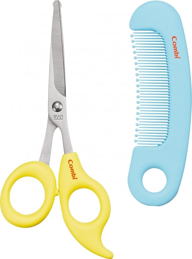 Combi Baby Label Sanpatsu Scissors & Comb Set Powder Yellow - BeesActive Australia