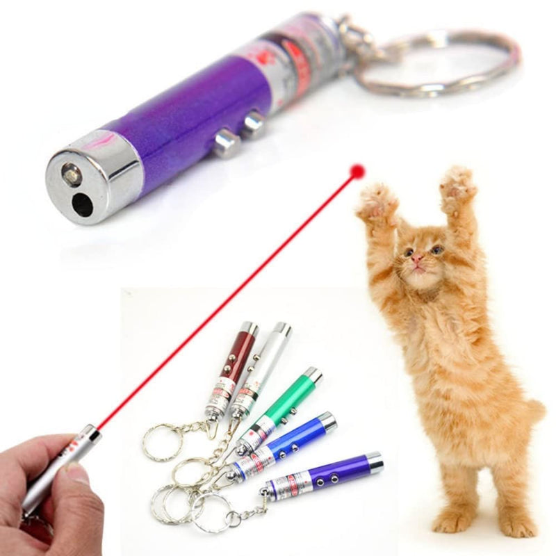 Mini Cat Toys Laser Pointer Pen Keychain Flashlight Funny Dog Stick Pet Lamp White Light LED Infrared Button Electronics Included (6 Color Mix Pack, 6 Color Mix) 6 color mix Pack - BeesActive Australia