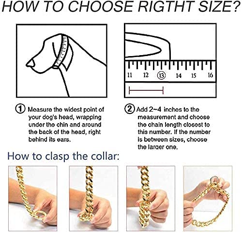 Aiyidi Strong Dog Chain Collar 11/13/15MM Wide Stainless Steel Silver NK Chain Cuban Link Collar Chew Proof Walking Training Collar 12inch-26inch for Small Medium Large Dogs Width:11mm (0.43inch) 18inch (for dog's neck 14-16inch) - BeesActive Australia