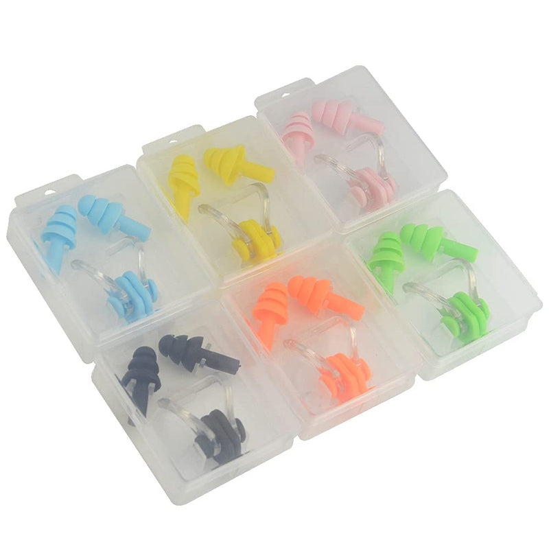 XINMEIWEN 6Sets Silicone Nose Plugs Swimming Nose Clips Earplugs Ear and Nose Protector Suitable for Kids and Adults - BeesActive Australia