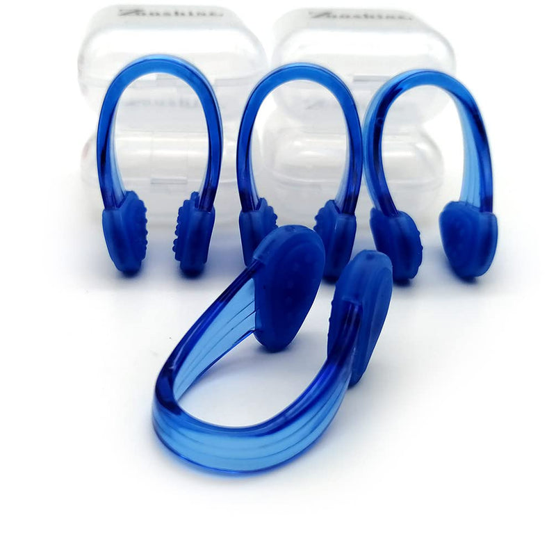 Set of 4 Waterproof Swimming Nose Clips for Adults Kids Age 8+ Nose Plugs for Diving Swimming and Other Water Sports (Blue) Blue - BeesActive Australia