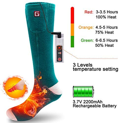 Electric Heated Socks Rechargebale Battery Powered Heating Socks for Men Women,Winter Thermal Insulated Thick Sox Kit for Chronically Cold Feet,Novelty Sports Hunting Hiking Skiing Foot Warmer Socks Medium Green White - BeesActive Australia