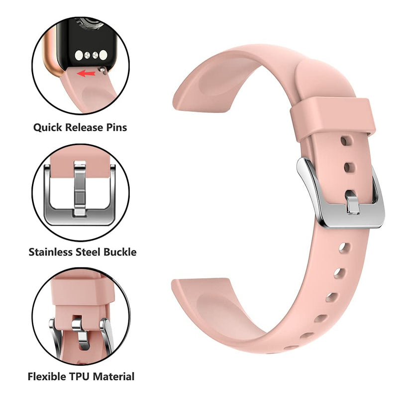 MorePro HM08 Fitness Tracker Watch Bands, Stainless Steel Mesh Loop Magnetic Clasp Replacement Strap for MorePro HM08 Smart Watches Pink - BeesActive Australia