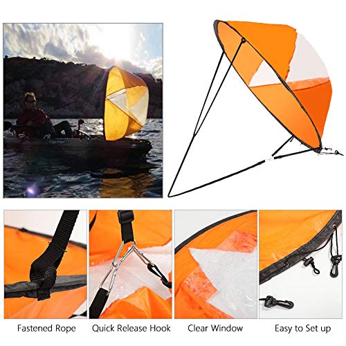 VGEBY Wind Sail, 42inch Kayak Sail Foldable Wind Paddle Adventure Sail Fold-able Downwind Sail for Kayaks, Canoes, Inflatable Boats, Paddle Board Boating Supplies - BeesActive Australia