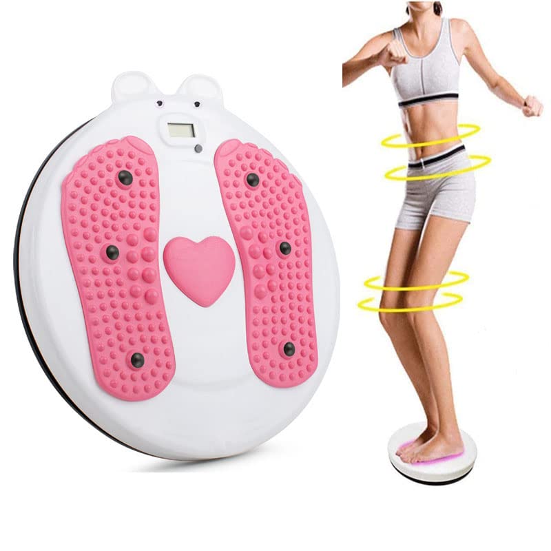 AGGICE Waist Twister Board for Exercise Waist, Intelligent Magnetic Massage Waist Disc with Counting Display Load Bearing Pressure Rotating Board Pink - BeesActive Australia
