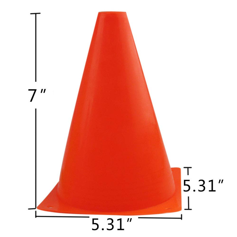 Mirepty 7 Inch Plastic Traffic Cones Sport Training Agility Marker Cone for Soccer, Skating, Football, Basketball, Indoor and Outdoor Games Orange, 12 Pack - BeesActive Australia